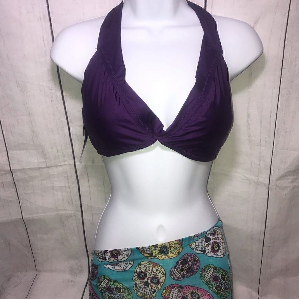 Mossimo Swim Halter Bikini Top-Purple-Sz XL-NWT